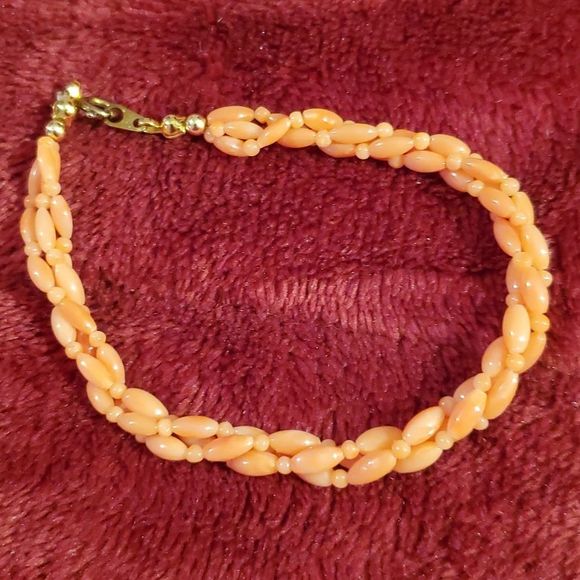 Vintage Natural Angel Skin Peach Coral Beads Necklace & Bracelet 6‎ & 3 Strand - Picture 7 of 12
